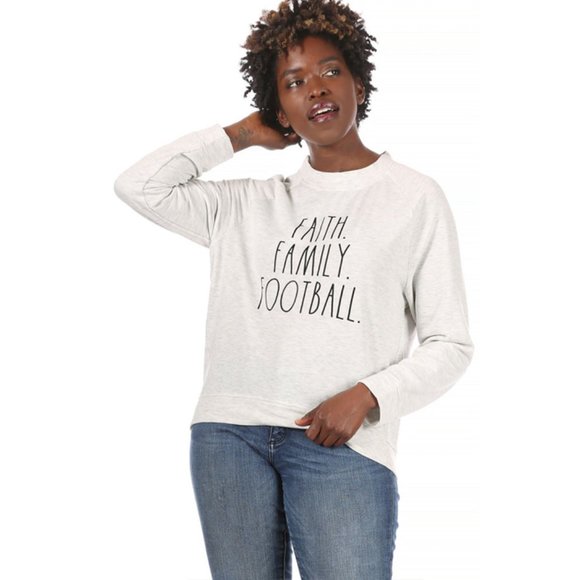 NWT Rae Dunn Faith Family Football Fall Raglan Lightweight Sweatshirt L 🍁 - Picture 10 of 10